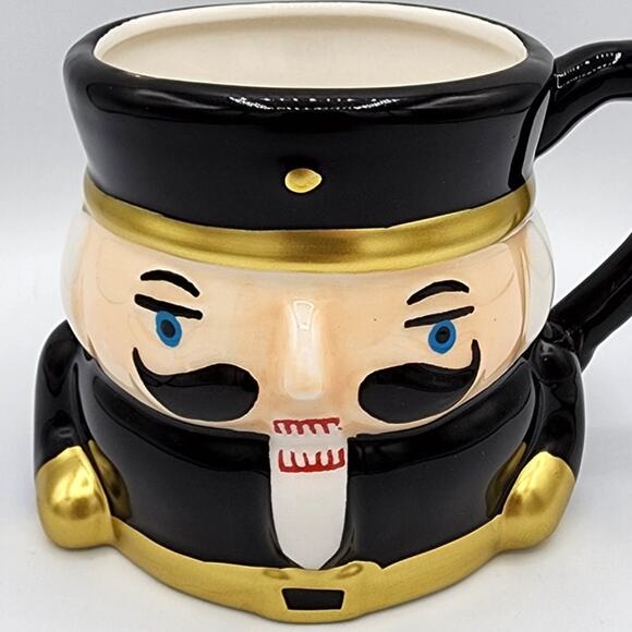 Robert Stanley Home Collection Balck & Gold Ceramic Nutcracker Coffee Tea Mug - Picture 2 of 8